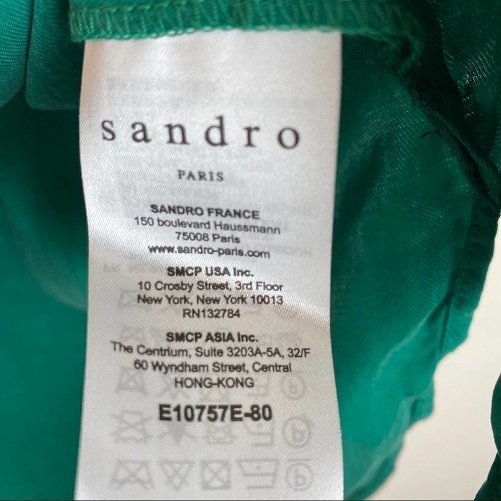 Sandro Paris Emerald Green Ruffled Sleeves Shirt 1 - Picture 7 of 7
